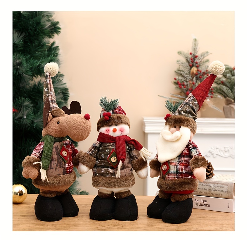 1pc New Christmas Decoration Long Dwarf Knife and Fork Set Christmas Doll  Old Man Snowman Dining Table Arrangement Christmas Decoration Tableware Set  Faceless Doll Tableware Decoration Elk Tableware Sleeve Khaki