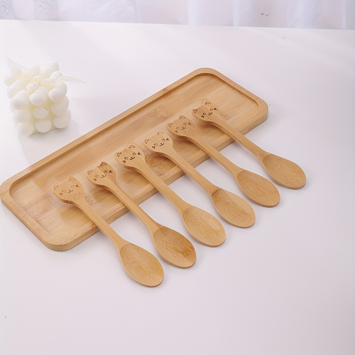 Spoon, Bamboo Cartoon Spoons, Spice Spoons, Cute Kitchen Measuring Spoons,  Tea Spoon, Coffee Spoons, Sugar Measuring Spoons, Small Wooden Spoons,  Short-handled Wooden Spoons For Milk Powder, Home Cooking Measurement  Tools, Kitchen Gadgets 