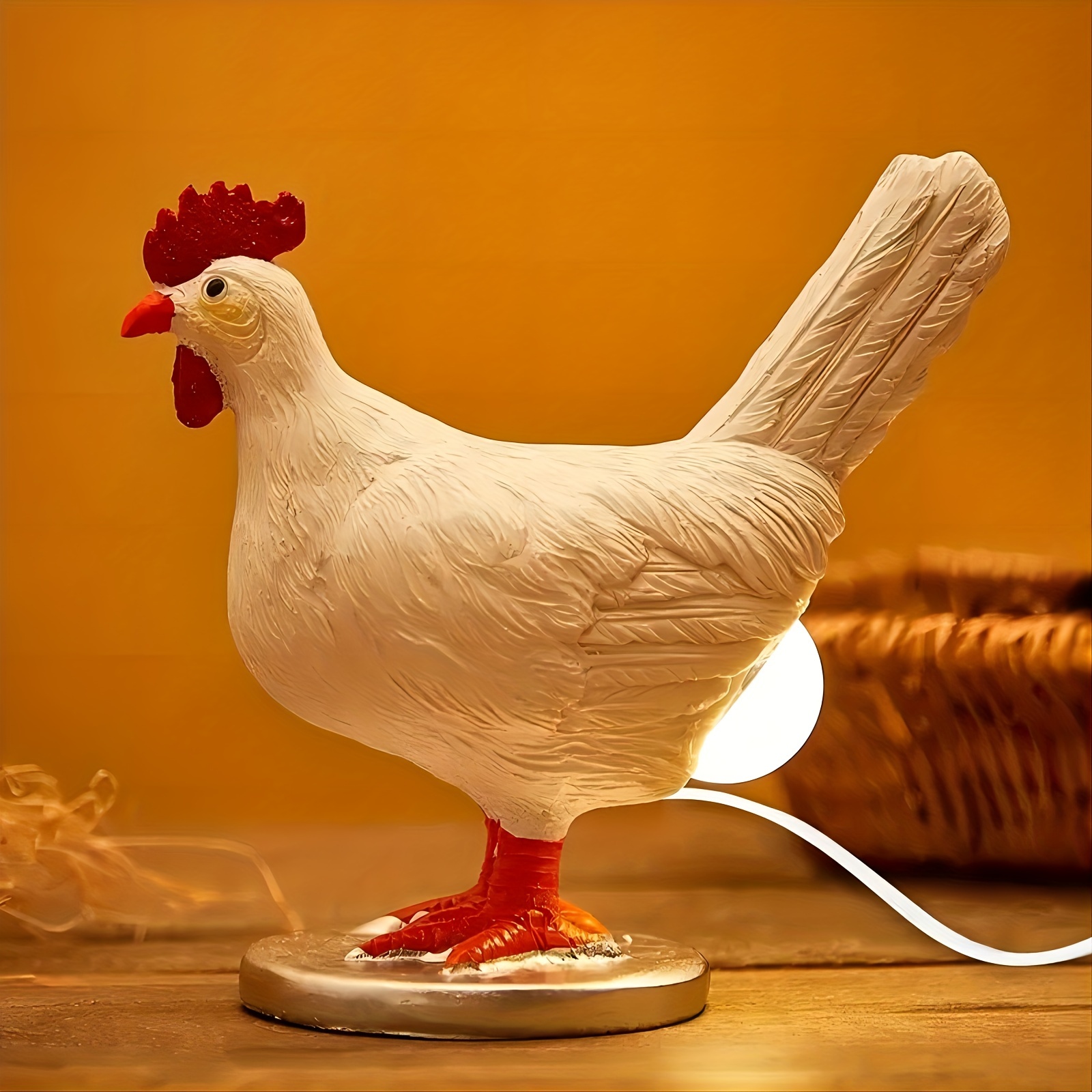 

1pc Chicken Egg Lamp Lifelike Resin Light, Light-up Easter Eggs Lamp 3d Led Night Lights, The Chicken Lays A Glowing Egg With Usb Light