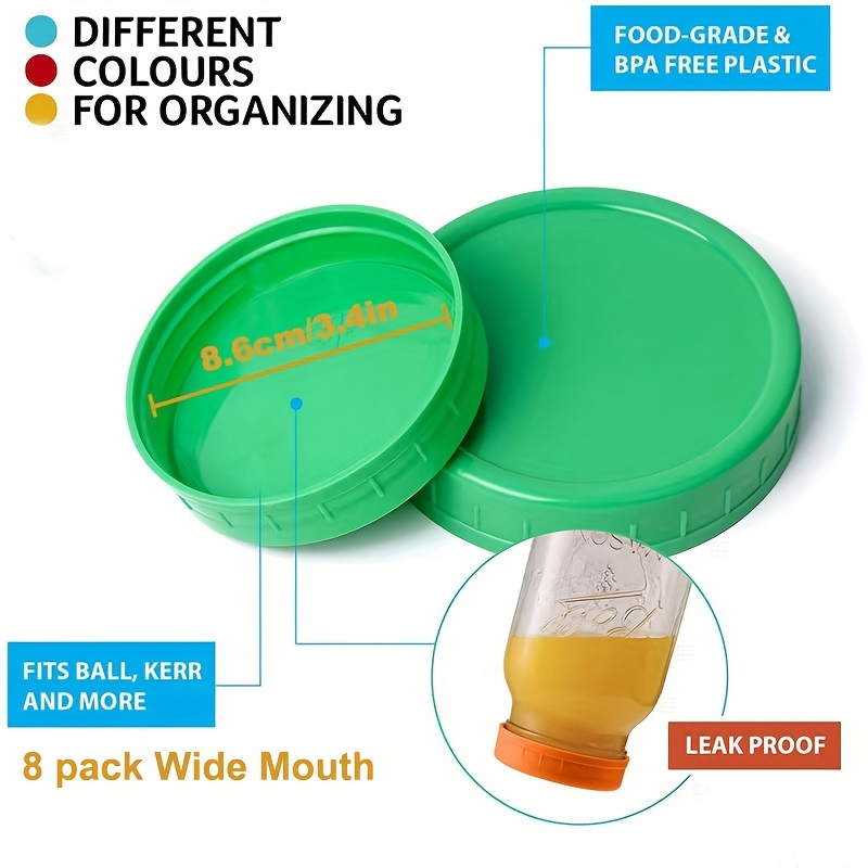 Ball Plastic Leak-Proof Canning Jar Lids (Wide Mouth) 6/Pack
