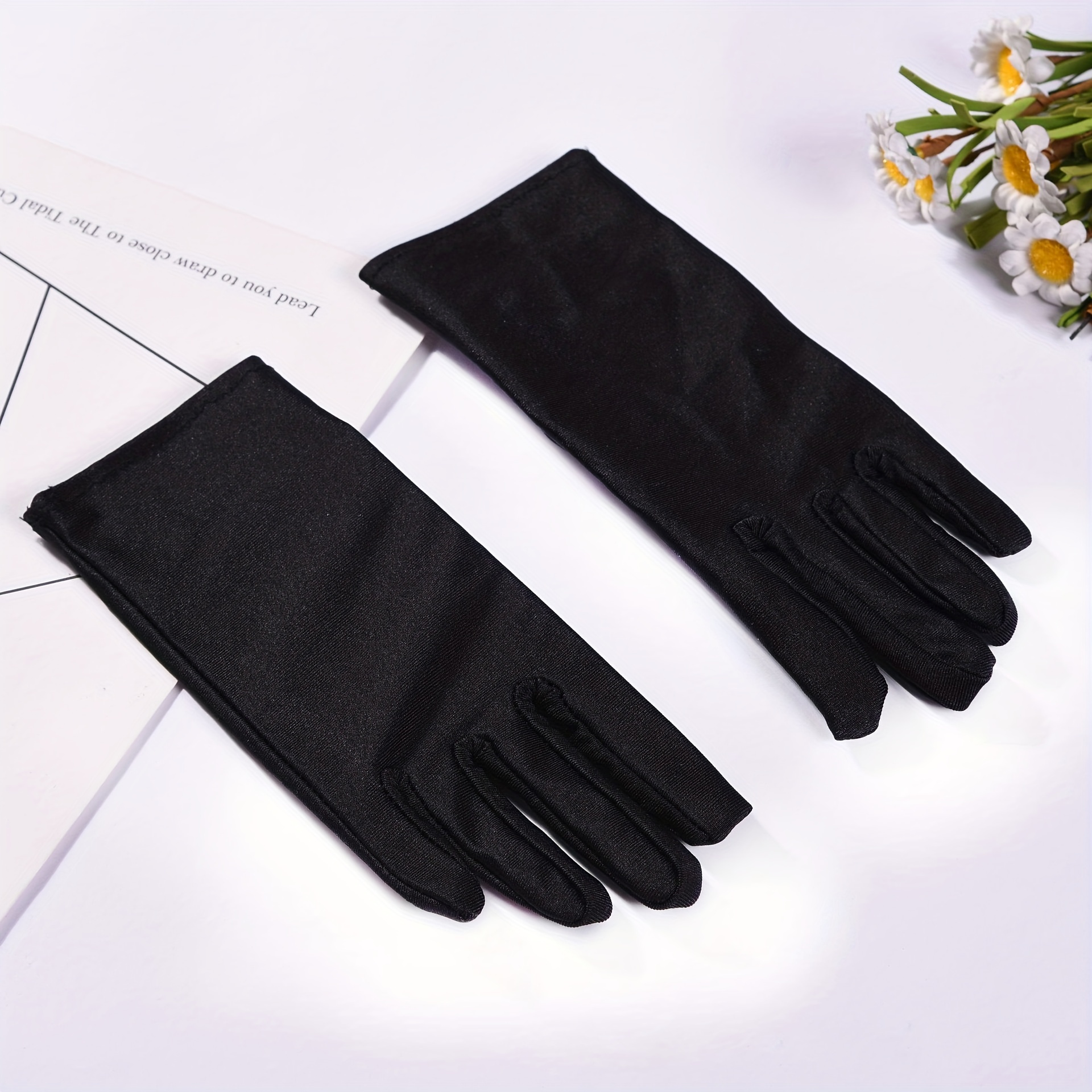 Solid Satin Gloves Elastic Thin Breathable Gloves for Women