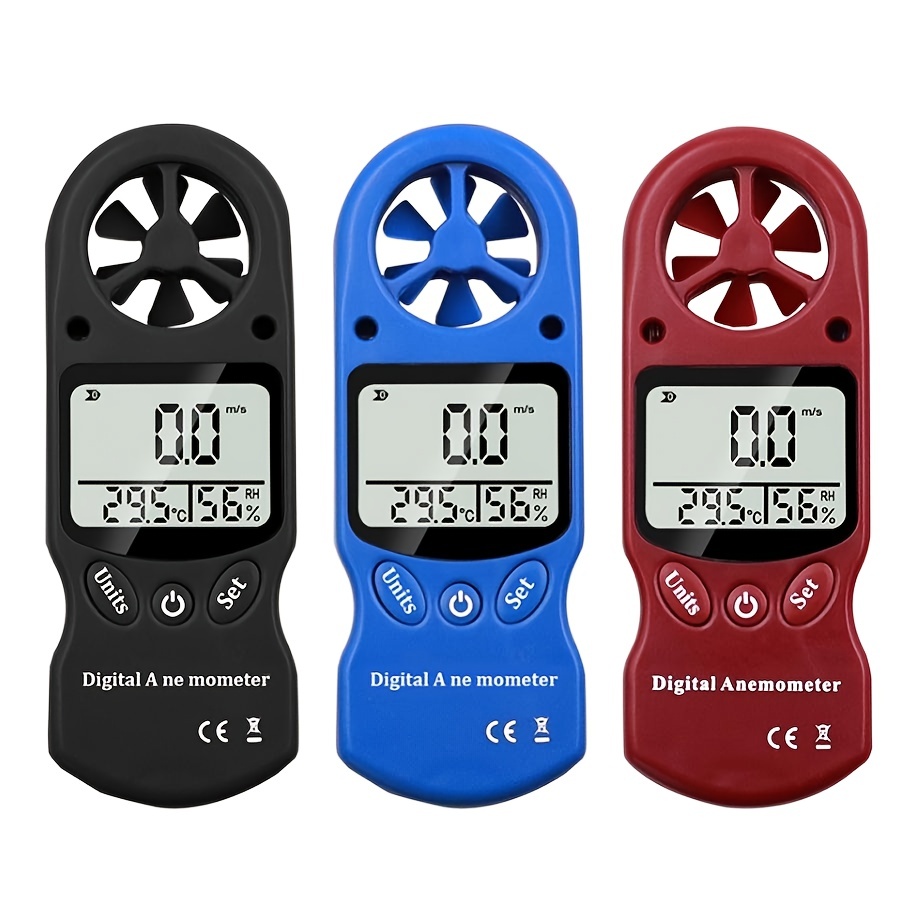 1pc 3 In 1 Digital Anemometer Handheld Wind Speed Meter Temperature And  Humidity For Measuring Wind Speed With Backlight LCD Screen