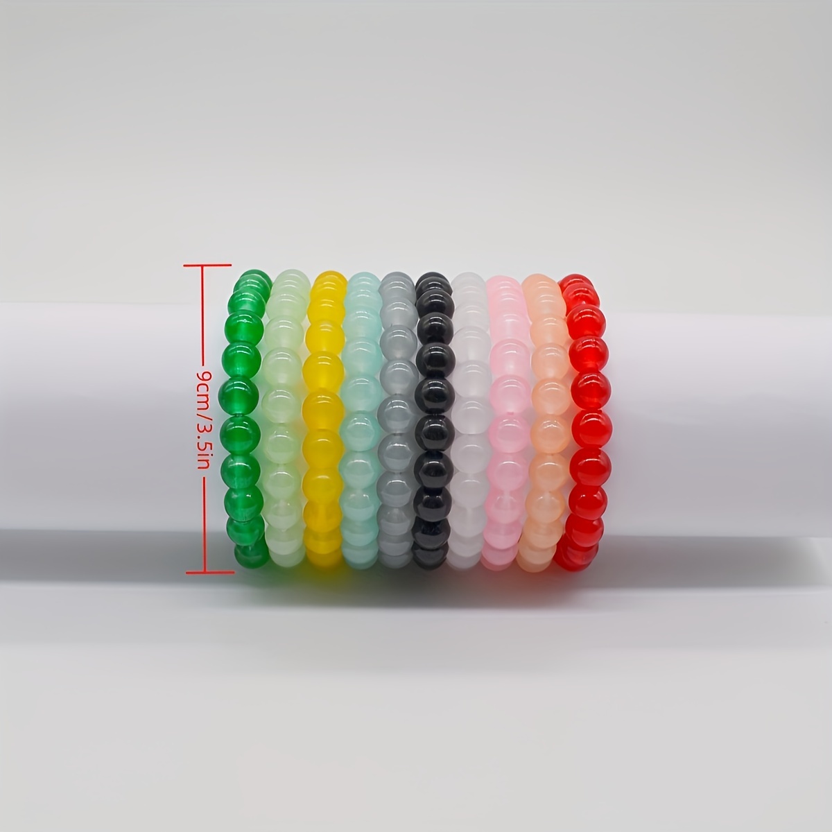 10pcs Jelly Color Glass Beaded Bracelet, Round 6mm Glass Beads Bangle, DIY Beaded Bracelet for Men and Women,Temu