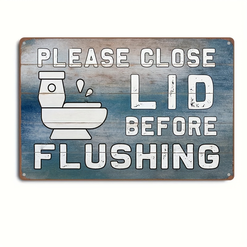 "please Close Lid Flushing Toilet Bathroom" Metal Aluminium Temu Ireland