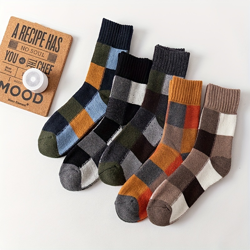 Comprar 5 pares de calcetines de invierno para hombre, calcetines gruesos  de lana de oveja, calcetines cálidos de estilo Retro para mujer, calcetines  coloridos de moda para hombre para botas de nieve