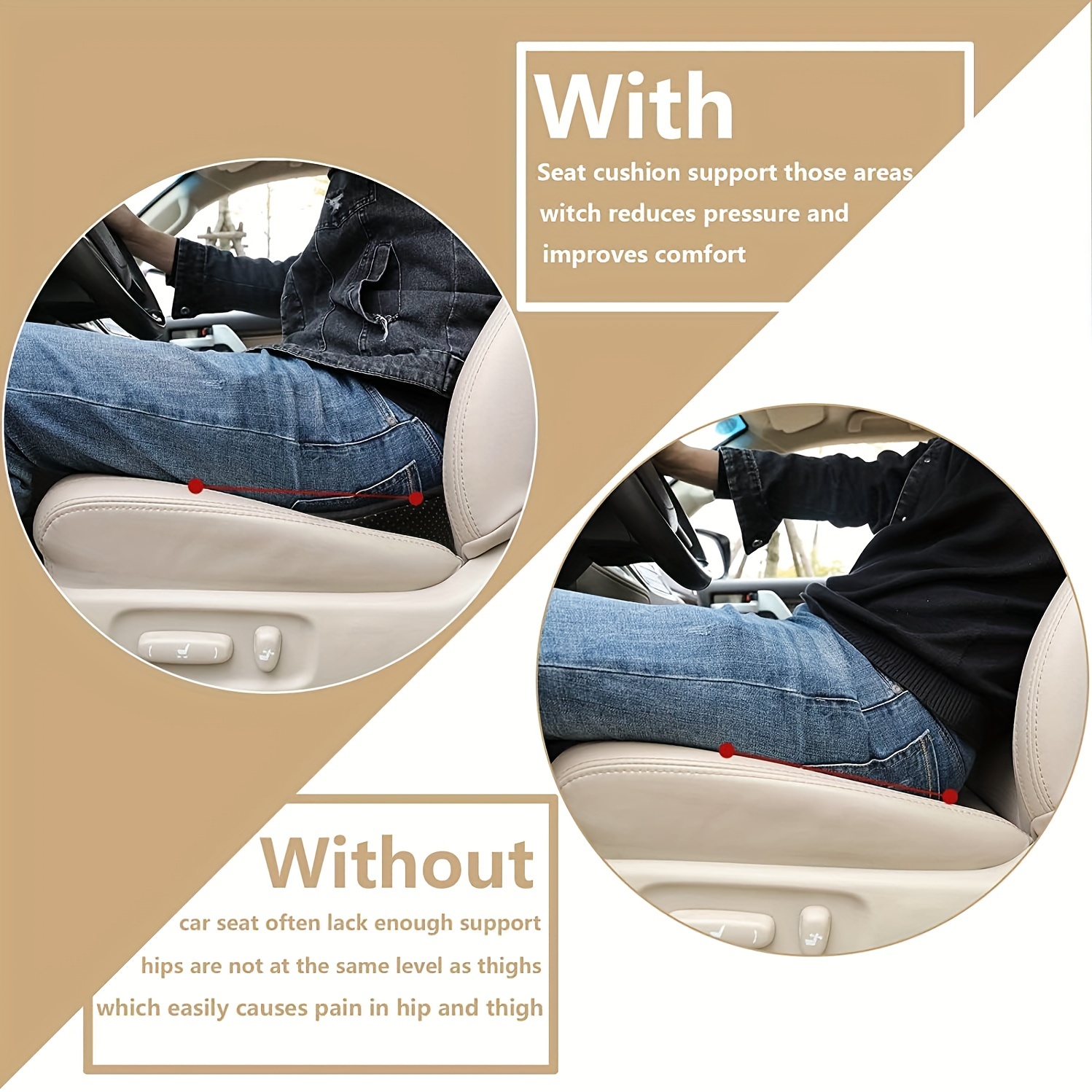 Car Seat Cushion for Driving - Comfort Memory Foam for Car Driver