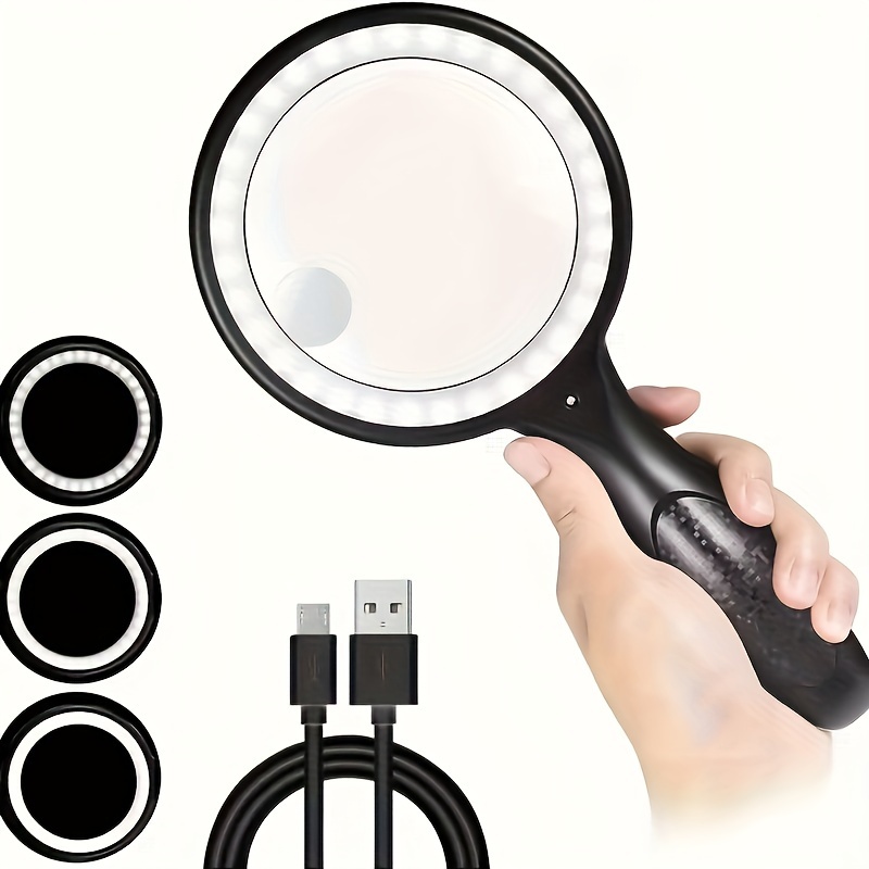 Large Magnifying Glass, Page Magnifier,handheld Lighted Magnifier,  Magnifying Glass For Reading Small Prints & Low Vision Seniors With Aging  Eyes. - Temu Italy