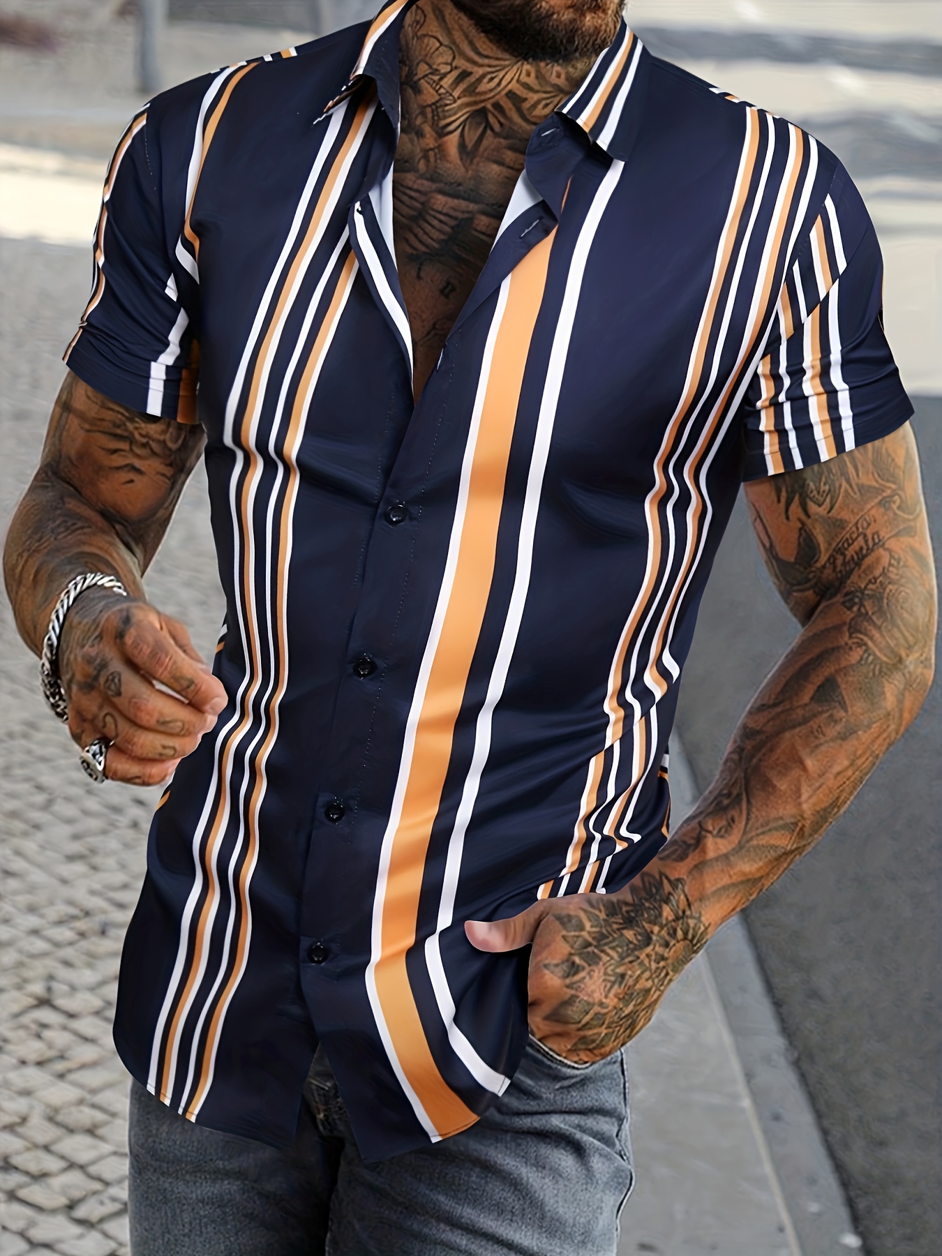 Mens Casual Striped Shirts - Temu