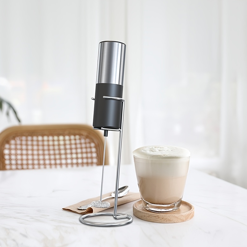 Portable Electric Milk Frother Set With Base Foam Maker - Temu