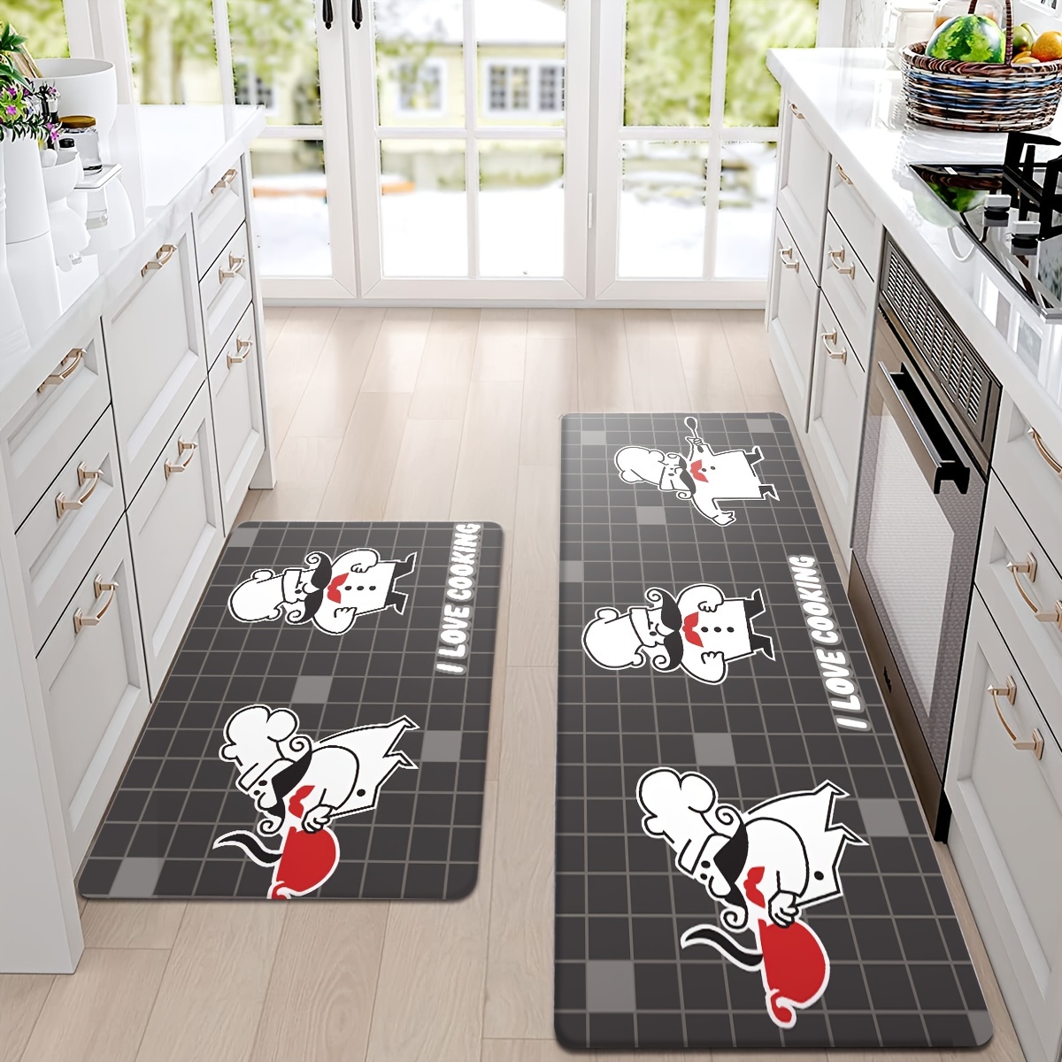 1pc Slogan Graphic Kitchen Rug, Retro Polyester Anti-slip Kitchen Mat For  Kitchen