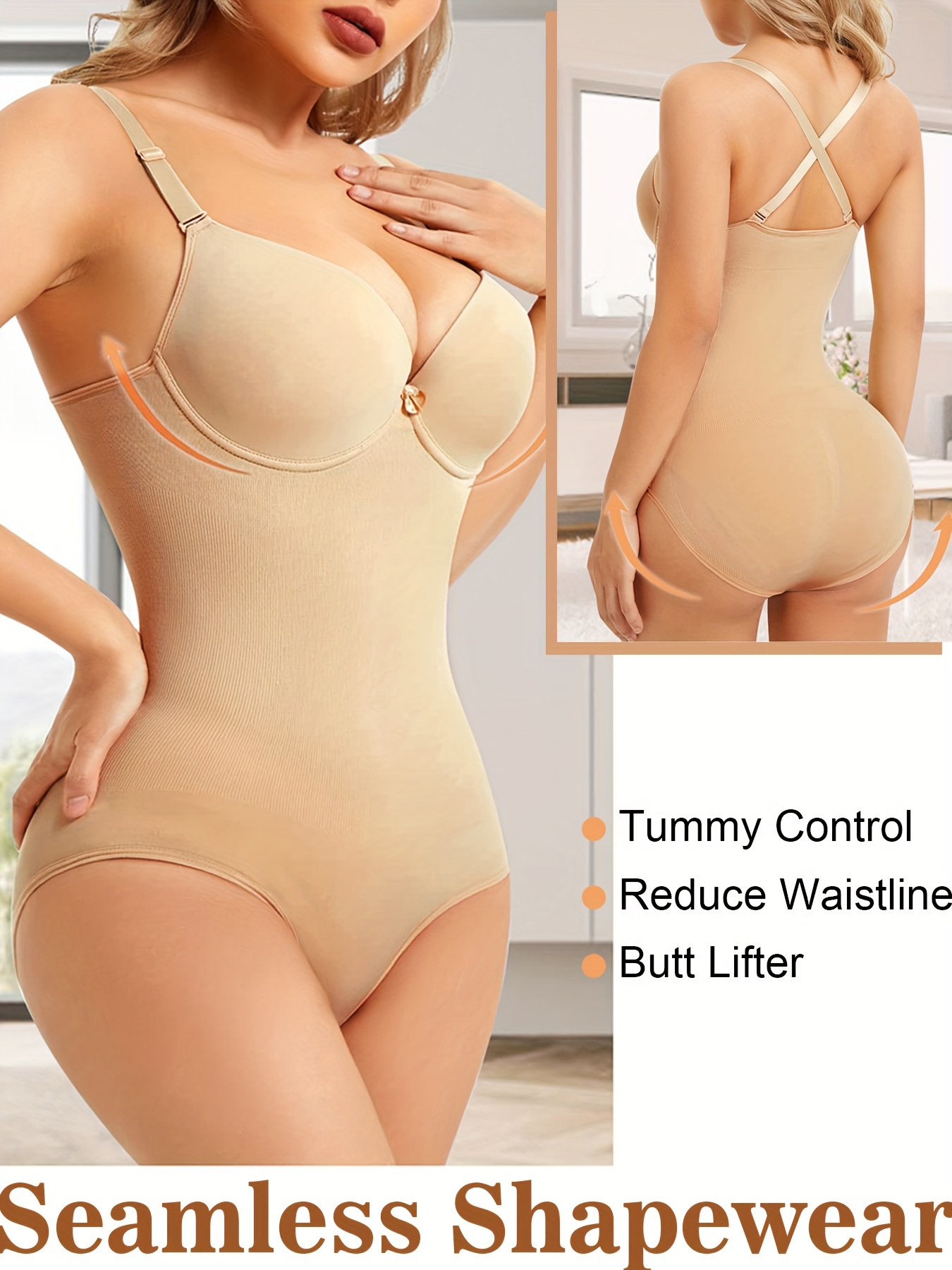 Women's Seamless Full Body Shaper Tummy Control Slimming Thong Corset  Bodysuit