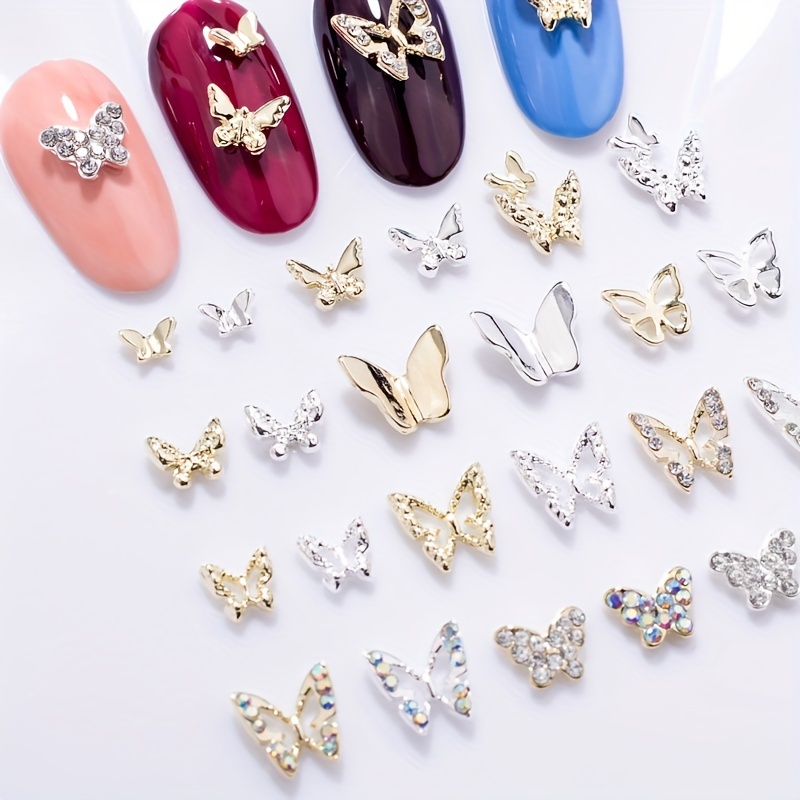 10Pcs Star Alloy Nail Art Charms 3D Gold/Silver Shiny Glitter