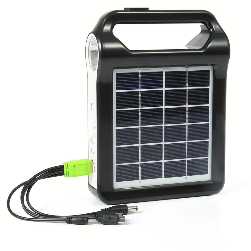 portable rechargeable solar panel power storage generator system usb charger with lamp home solar energy system kit for outdoor sports & outdoors details 1