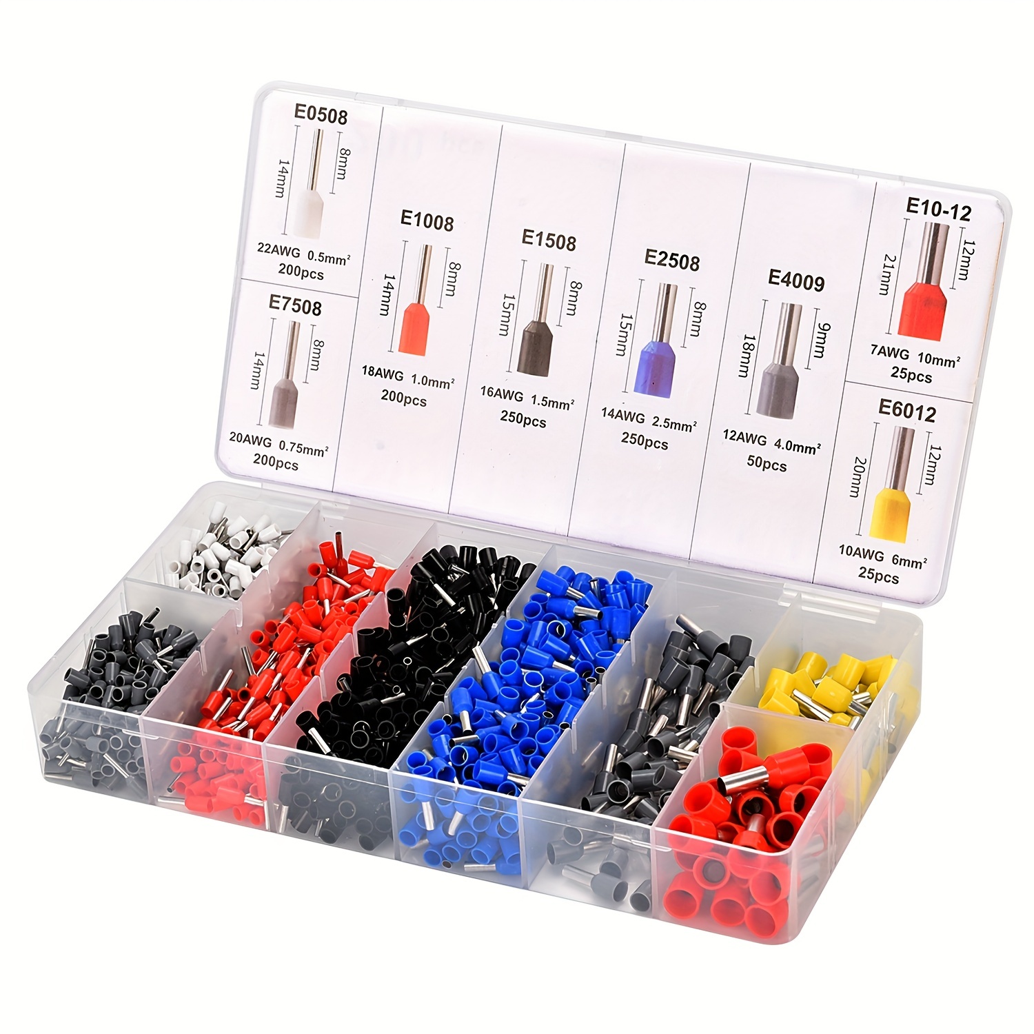 970Pcs Wire Ferrules Kit Tinned Copper Crimp Connector Non Insulated  Electrical Cable Pin Cord End Terminal Assortment Kit with 48Pcs Heat  Shrink