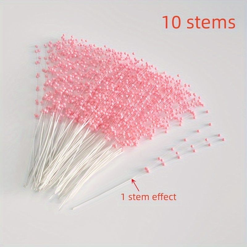 1 Bag 10 Sticks String Pearls Beading On Wire Stems For Diy - Temu