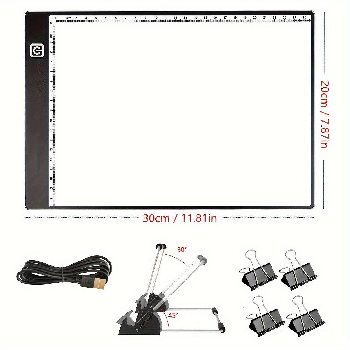 A4 LED Tracing Light Box with Scale,Art Light Pad Light Table with USB  Power,Ultra-Thin Copy Board for Diamond Painting Drawing