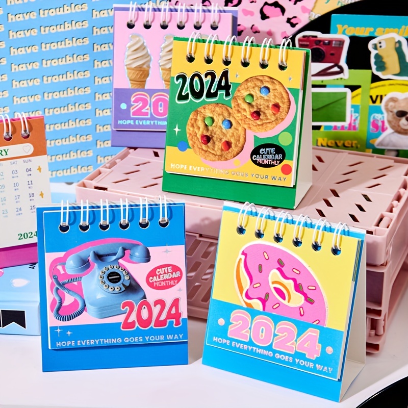 2024 Mini Desktop Stand Calendar Yearly Agenda Calendar Home - Temu