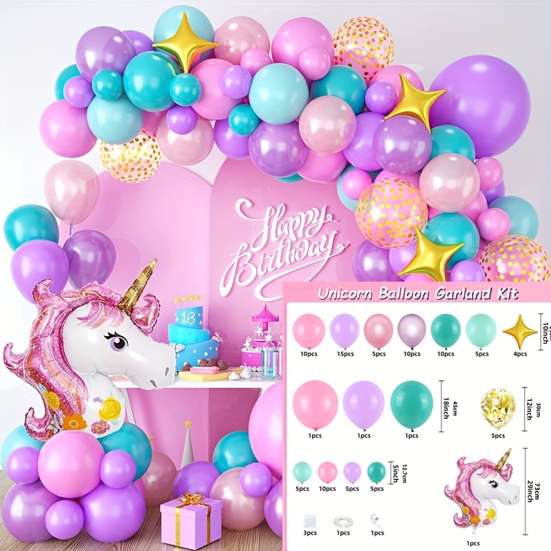 Conjunto Paquete Globo Arreglo Cumpleaños Unicornio - Temu