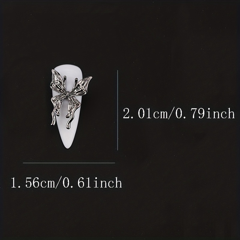 20 Pcs 3D Alloy Butterfly Nail Charms with Crystal Decoration