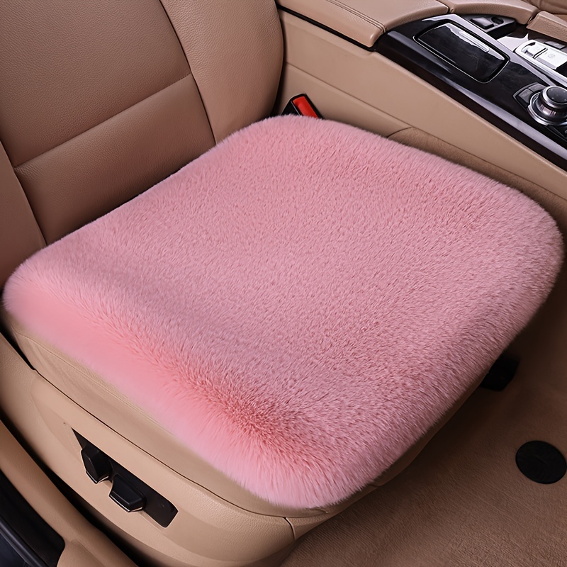 1pc Pink Fluffy Plush Car Seat Cushion For Winter Universal Car Seat