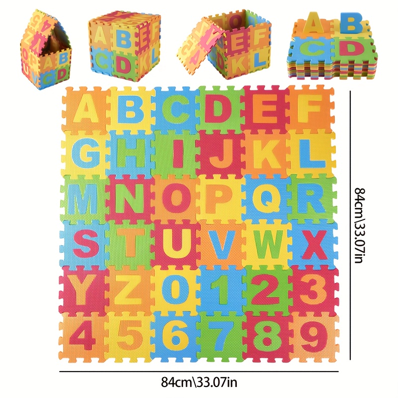 Alphabet et Chiffres Puzzle Tapis de Jeu EVA 36pcs Tapis d'Exercice pour  Bébé 