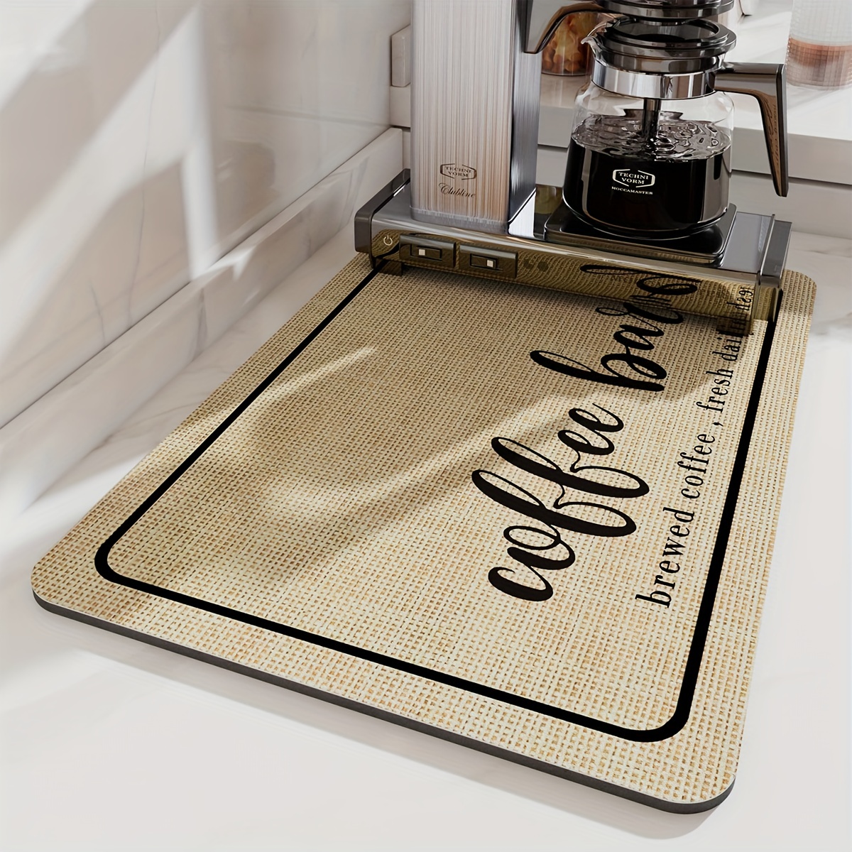 1pc Coffee Printed Bar Mat Dish Drying Mat Soft Rubber - Temu