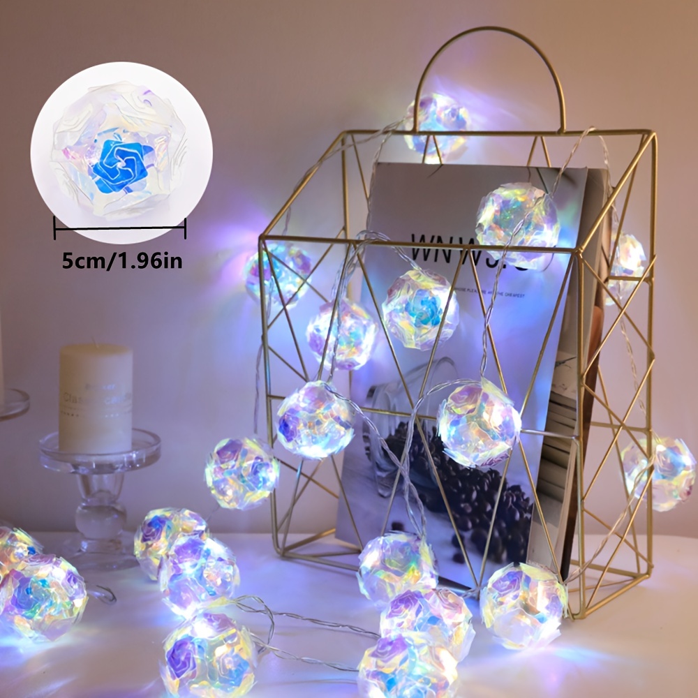 1pc LED Disco Ball String Lights Globe Fairy Lights Disco Lamp Fairy String Lights Ramadan Decor Mirror Lighting For Thanksgiving Christmas Gift Tree Outdoor Garden Indoor Patio Party Wall Decor