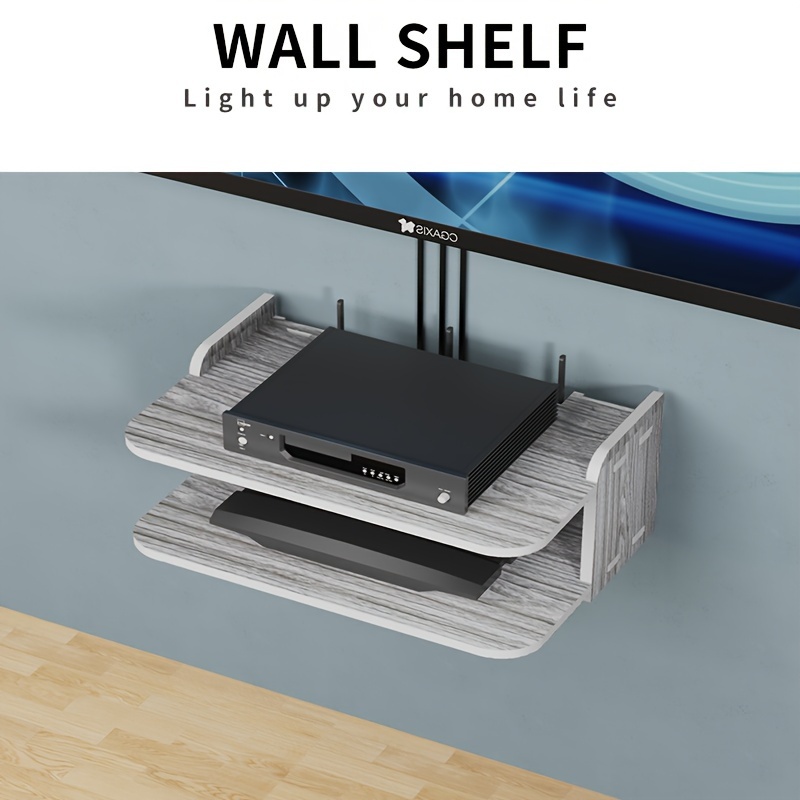 1pc Wall Mount Storage Shelf, TV Box Router Shelf, Mini PC DVD Player Stand  Rack, Bracket Holder, 2/3 Layer Space Shelf