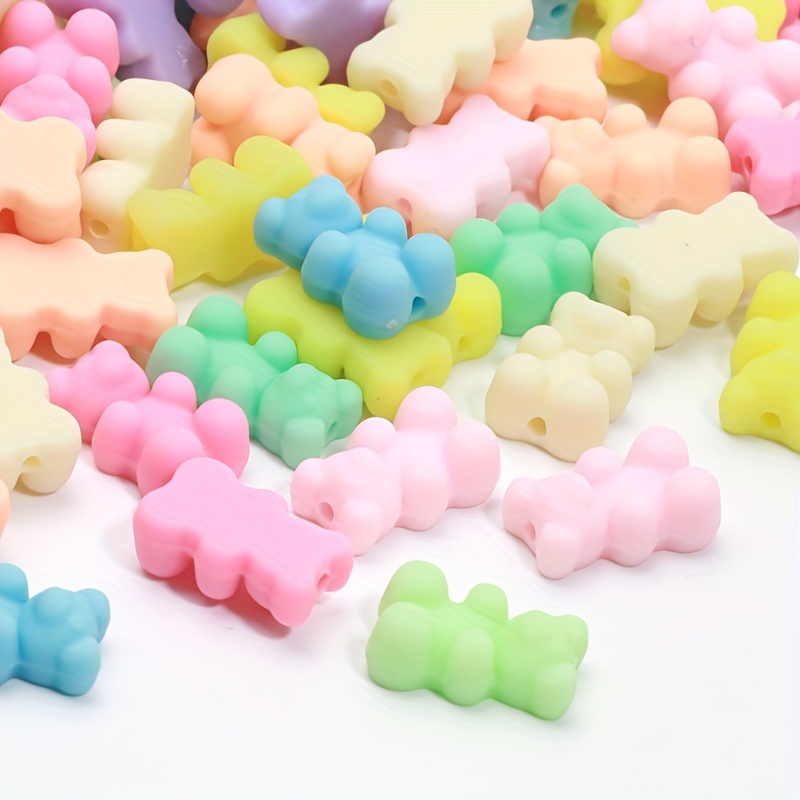 Mixed Solid Color Gummy Bear Rubber Acrylic Loose Beads For - Temu