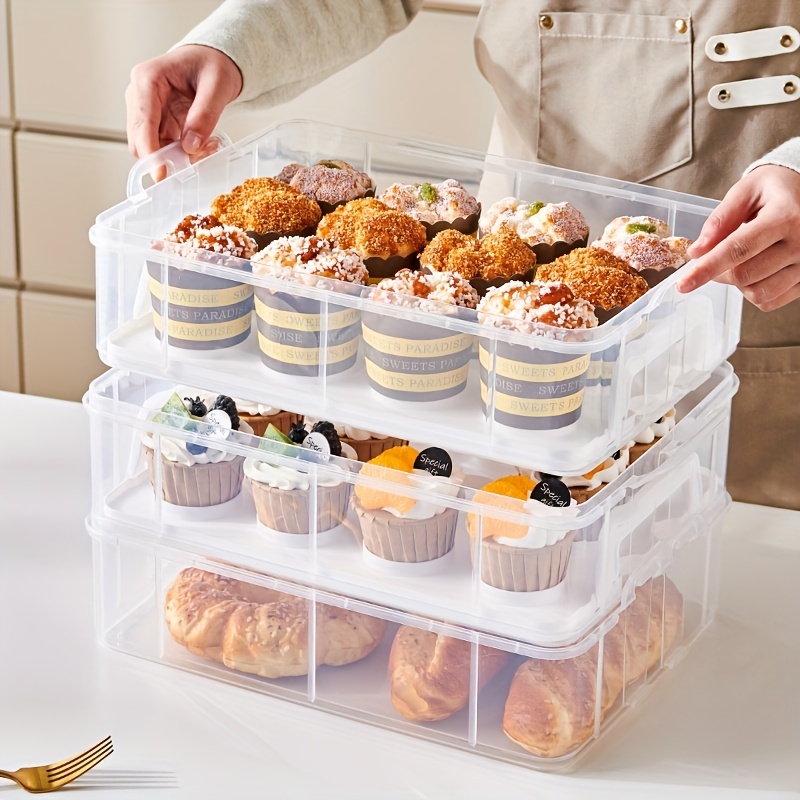 Large Muffin Cupcake Container Plastic with Hinged Lid