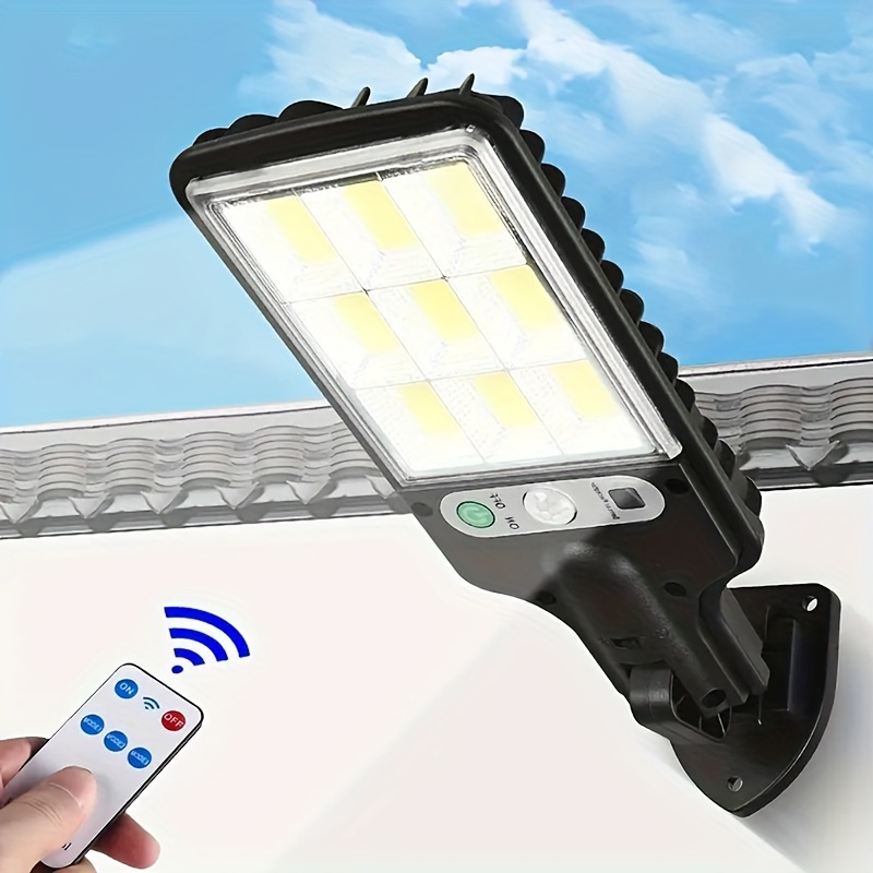 Luz solar de calle, luces solares de 300 W para exteriores IP66  impermeable, sensor de movimiento, luces para exteriores con control  remoto