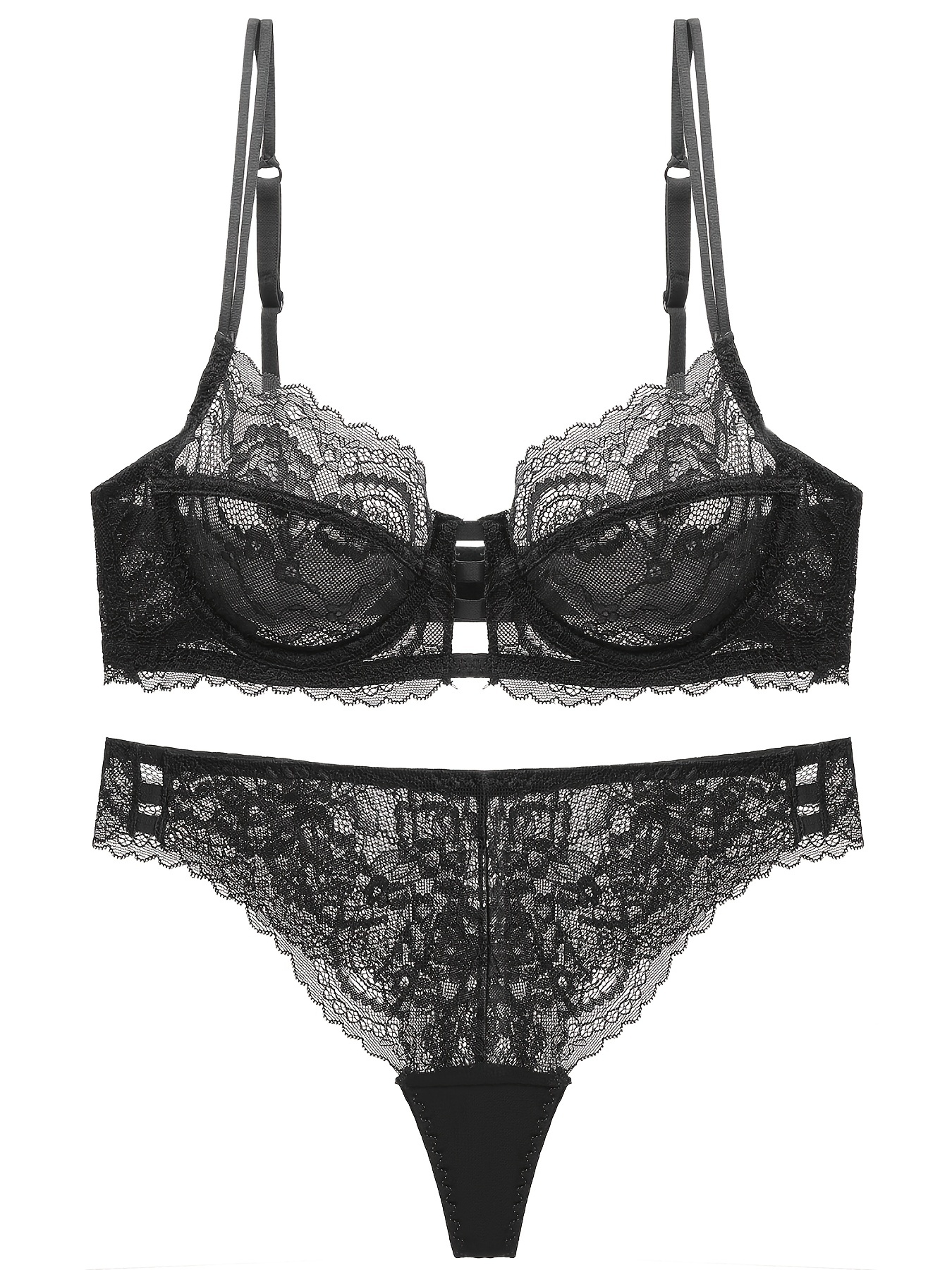 Women's Sexy Thin Lace Lingerie Set Thin Underwired Push - Temu Canada