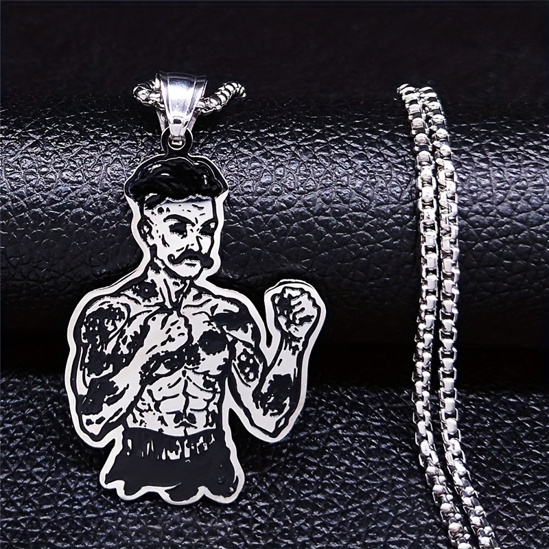 boxer man pendant necklaces stainless steel Temu Bahrain