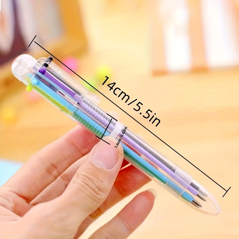 2Pcs Plastic Pens with Multi-color Models 6 in 1 Multi-colored Ballpoint  Pen Push Type Writing Pen Stationery School Office Tool
