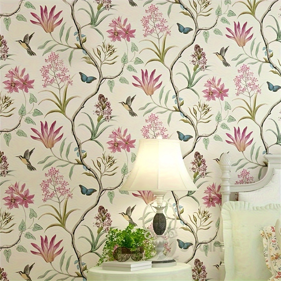 Beige Green Foliage Wallpaper, Removable Wallpaper