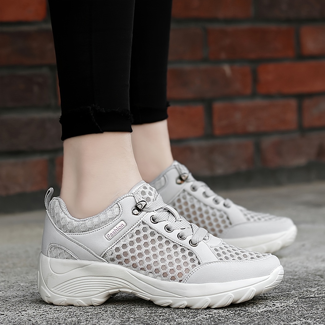 Ladies Shoes Fashion Comfortable Lace Up Soft SoleMesh Breathable Casual  Sneakers 