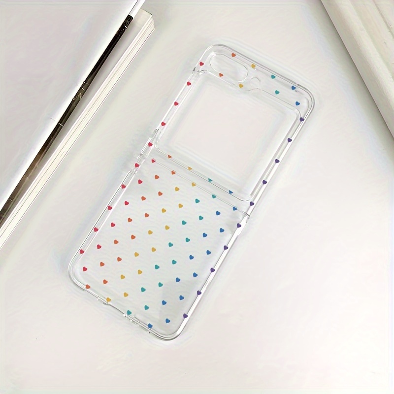 TEMU Phone Case: Compatible With Galaxy Z /z Flip 5 5g//z Flip 7fe Phone Case, Transparent Pc Hard Anti Drop Folding Phone Protective Case, Cute Love
