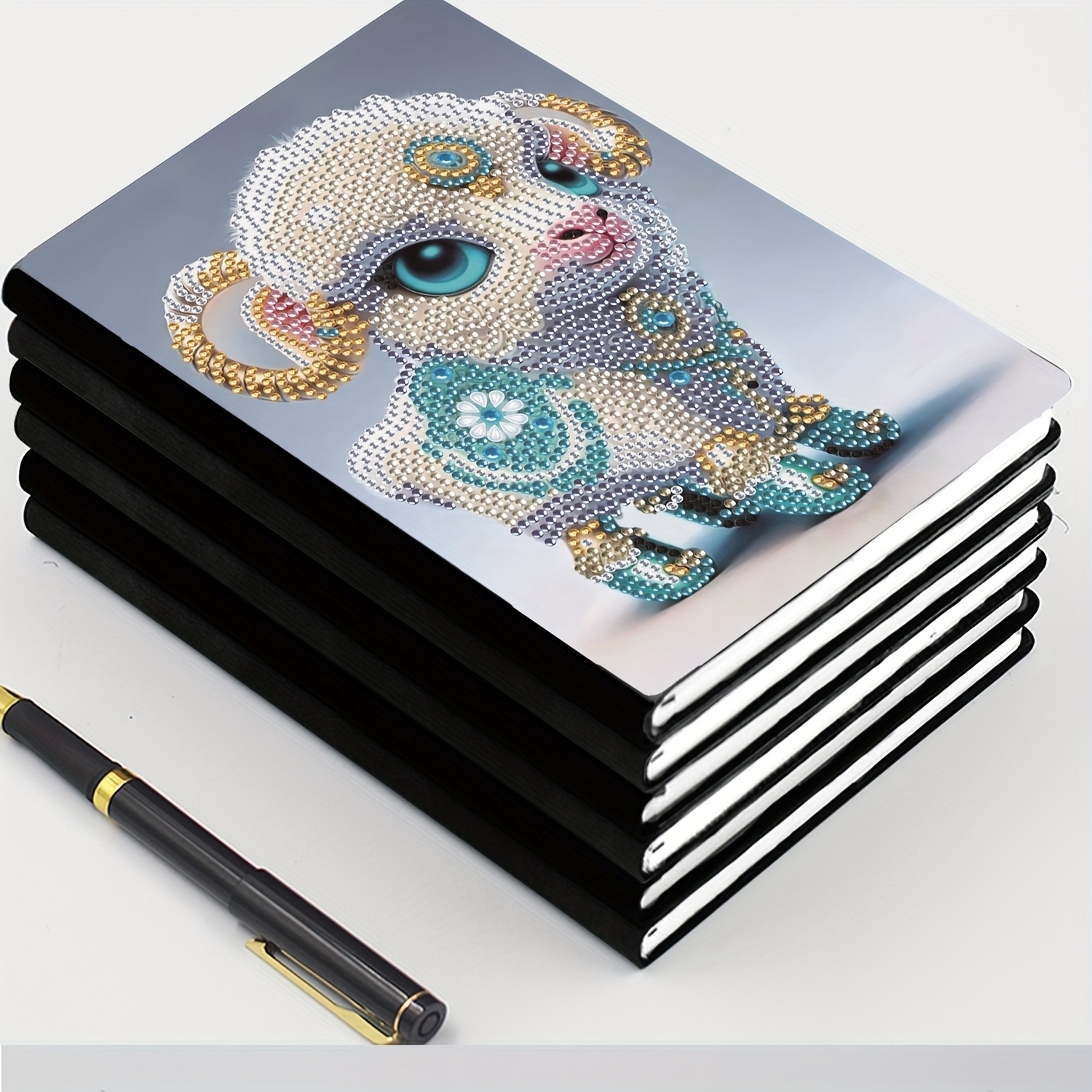 Diamond Painting Notebook Cover 5D DIY Special Shaped Crystal Beads Diary  Book Plain/Blank Journal Hard Leather Cover Sketch Book (Sheep)