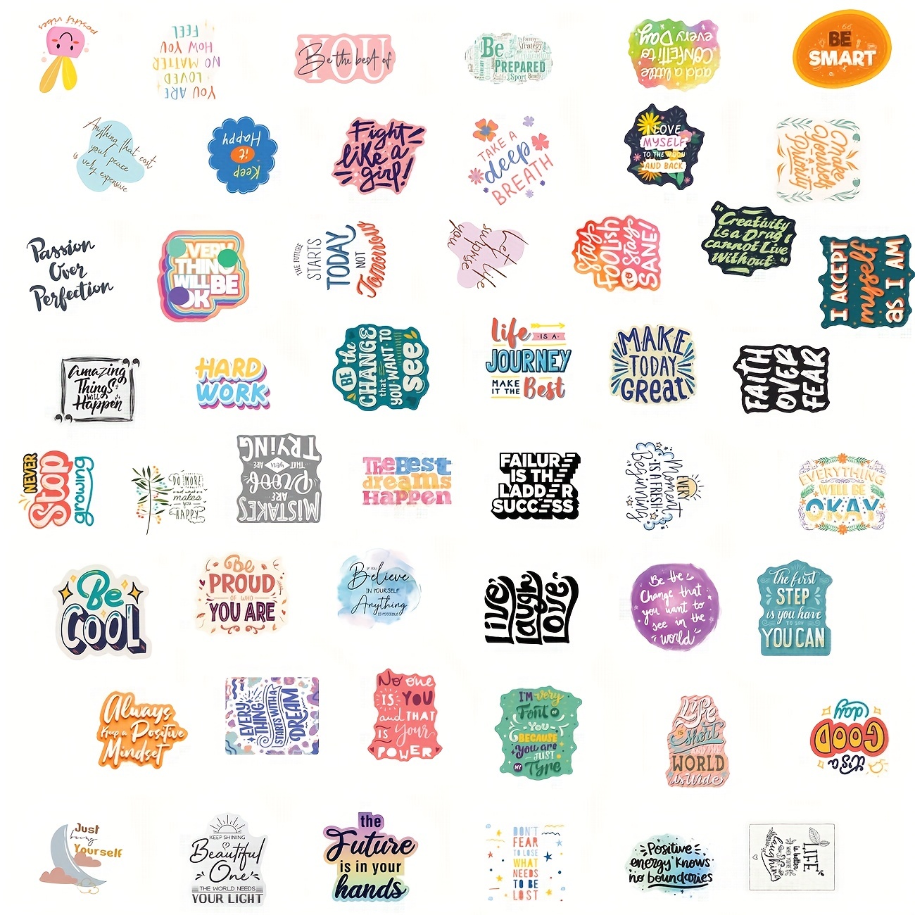 Affirmation Sticker Pack, Hand Lettered Stickers