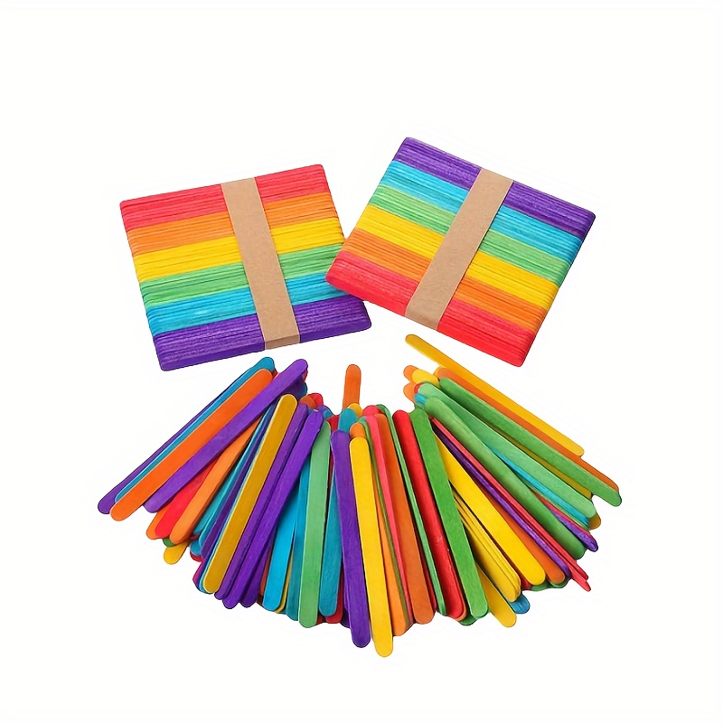 200/100/50 Colorful Popsicle Sticks Wooden Rainbow Color - Temu