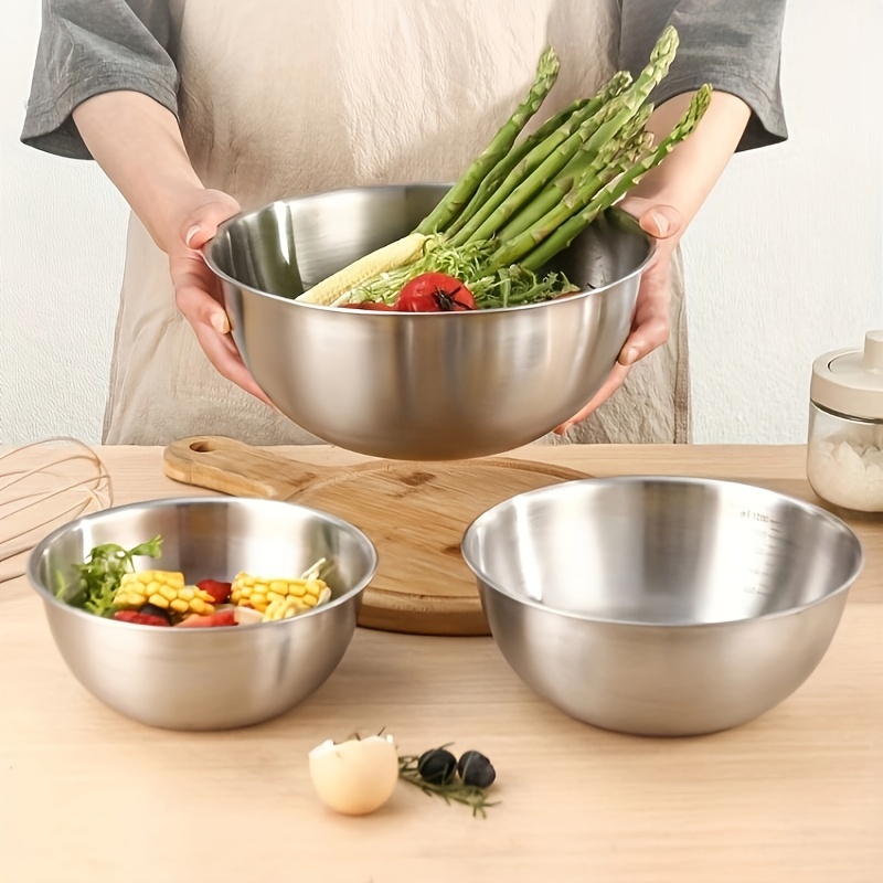 Stainless Steel Mixing Bowls, Salad Mixing Bowl Set, For Food Storage, Meal  Prep, Salad And More, Kitchen Gadgets, Kitchen Accessories - Temu