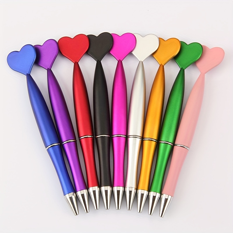 

9pcs Heart Shaped Ballpoint Pens Creative Plastic Ballpoint Pens 1.0mm Black Ink Office Signature Ballpoint Pens For Students