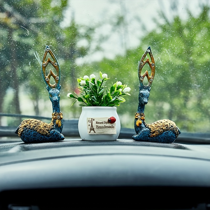 Auto-Innenraum-Armaturenbrett-Dekoration, zarte  Harz-Hirsch-Dekorations-Ornamente Set von 2 Hirschen mit  Kunststoff-Blumentopf für Auto-Home-Schreibtisch-Dekoration: : Auto  & Motorrad