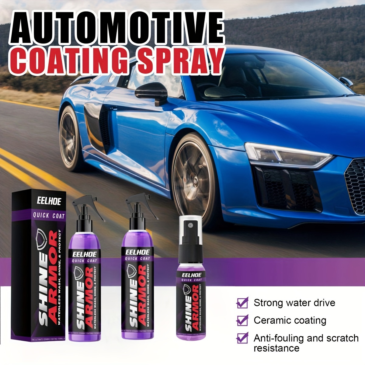 Spray de revêtement céramique pour voiture, 30ml, 100ml, 1, 2, 4