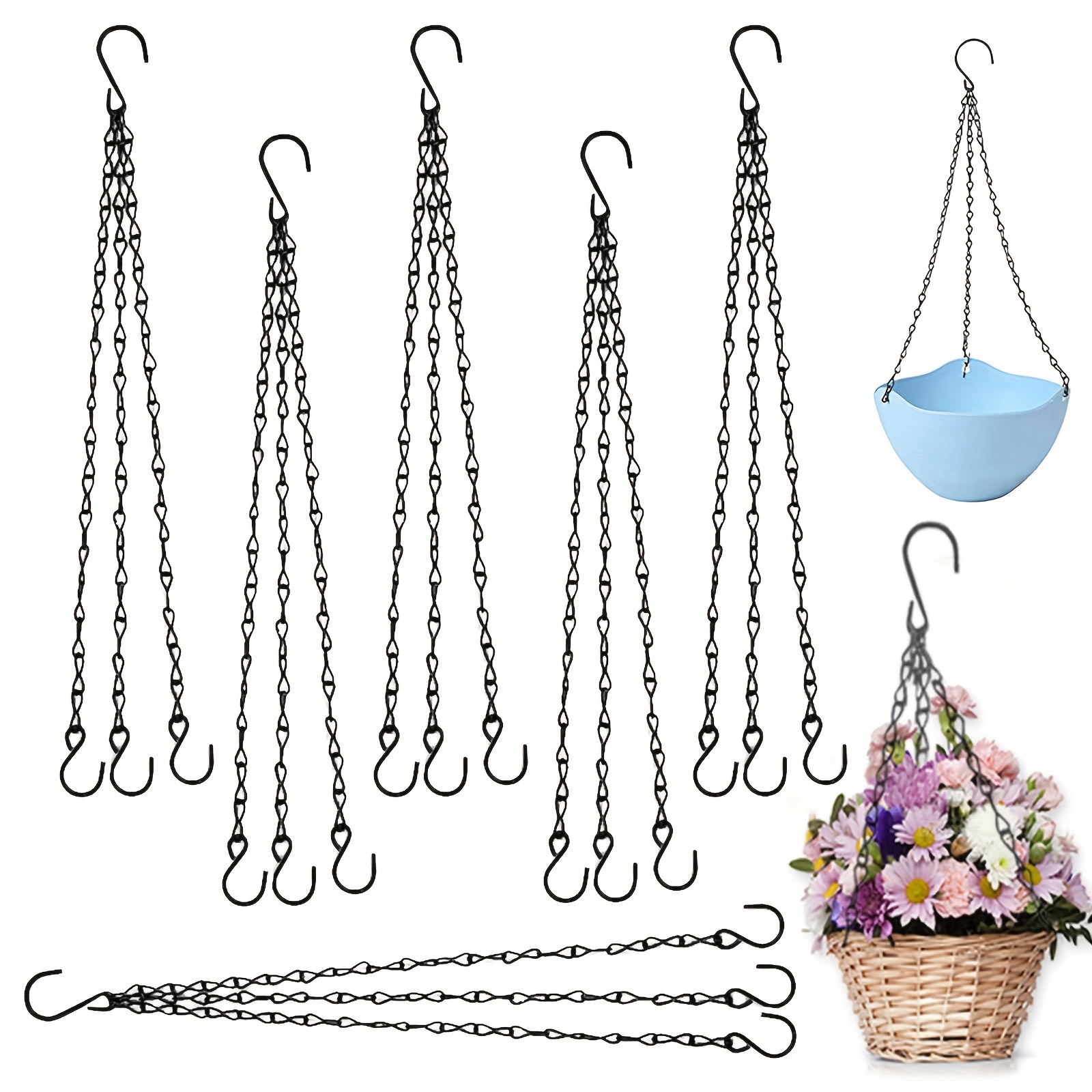

6pcs, Hanging Chains, Hanging Basket Chains Black, Chain Flower Basket, Flower Pot Chain Long Hanging Chains Perfect For Plant Pot Baskets