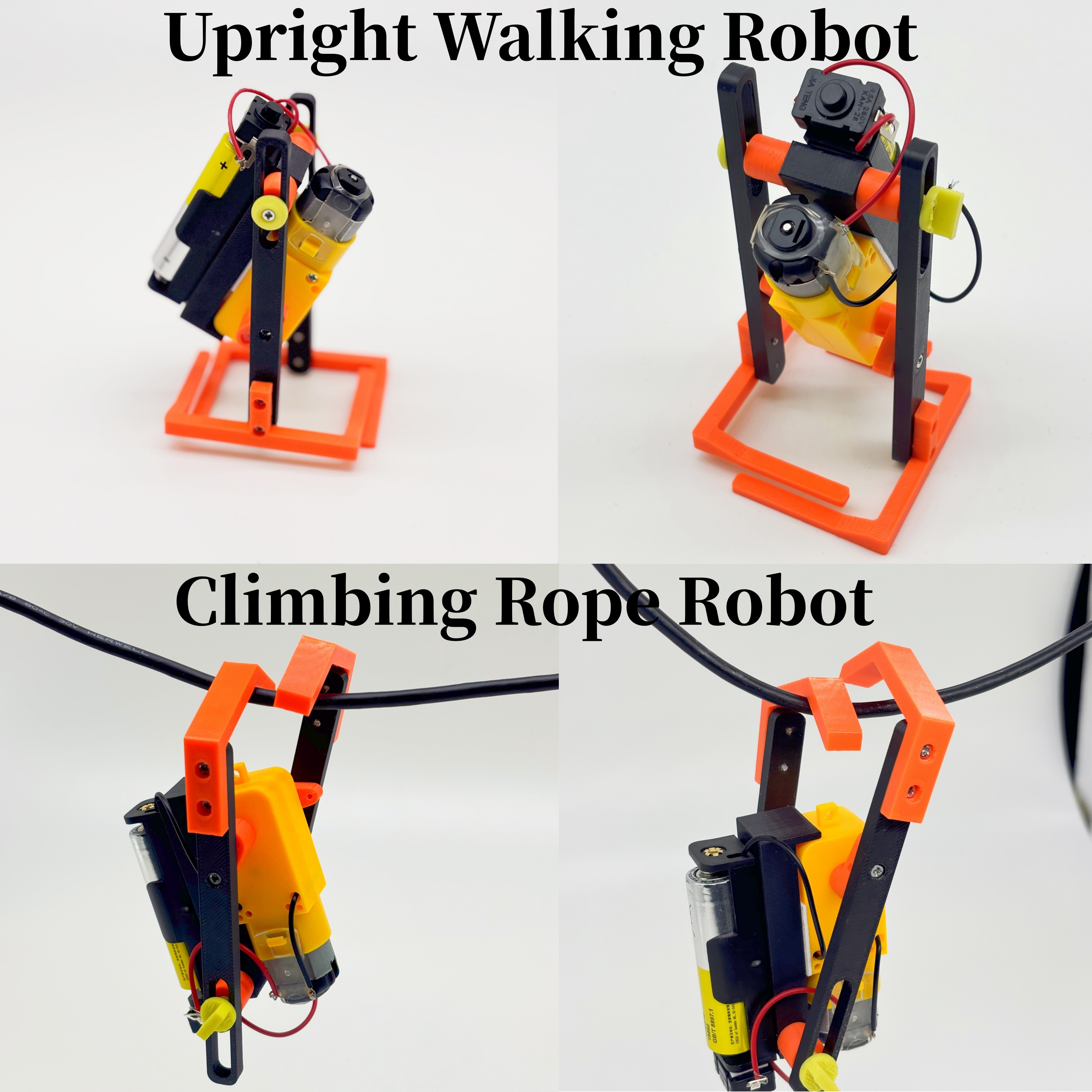 

Diy Kit For Crafting A Small Motorized Walking Robot And Climbing Rope Robot Toy With Handmade Models, Using