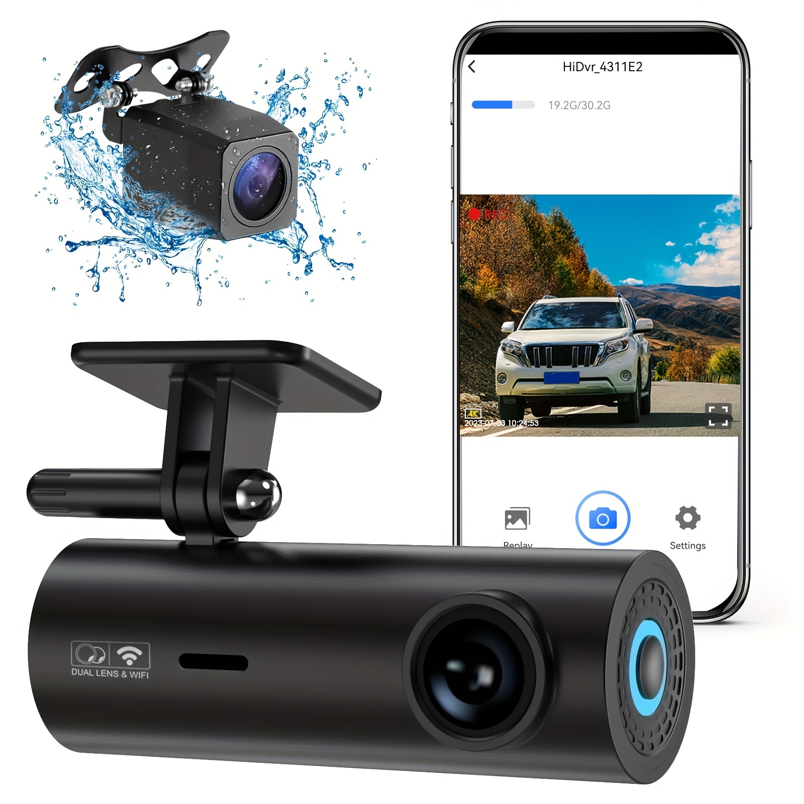 Dual Dash Cam 2k+1080p Front And Rear, Built-in Wifi, 4k Single Front Dash  Camera For Cars, Dash Cams For Cars With Night Vision, Support 256gb Max -  Temu