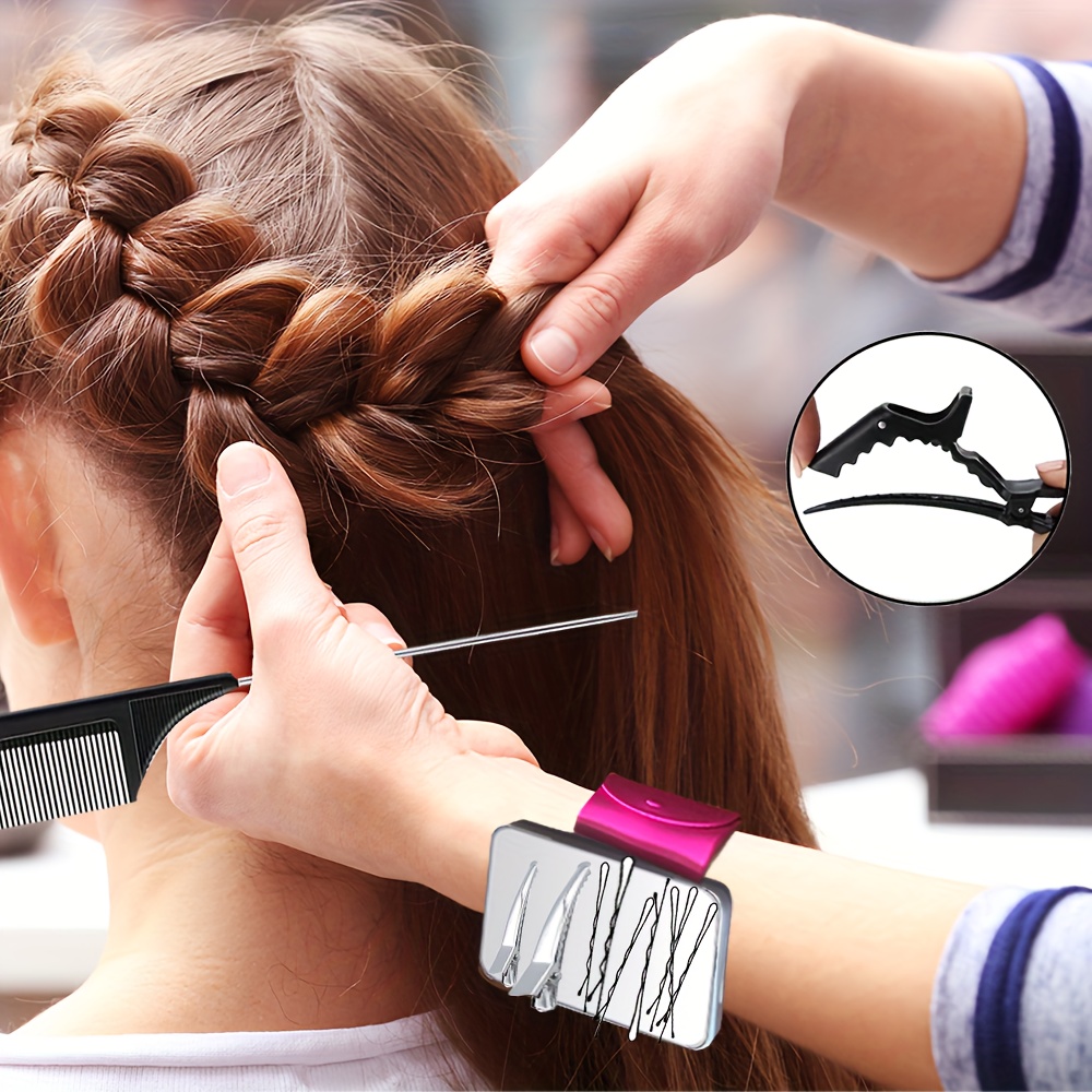 Jam Braiding Gel, Magnetic Hair Clip Wrist Band, Hair Clips Bracelet for  Hairpin collection(#4Purple) 