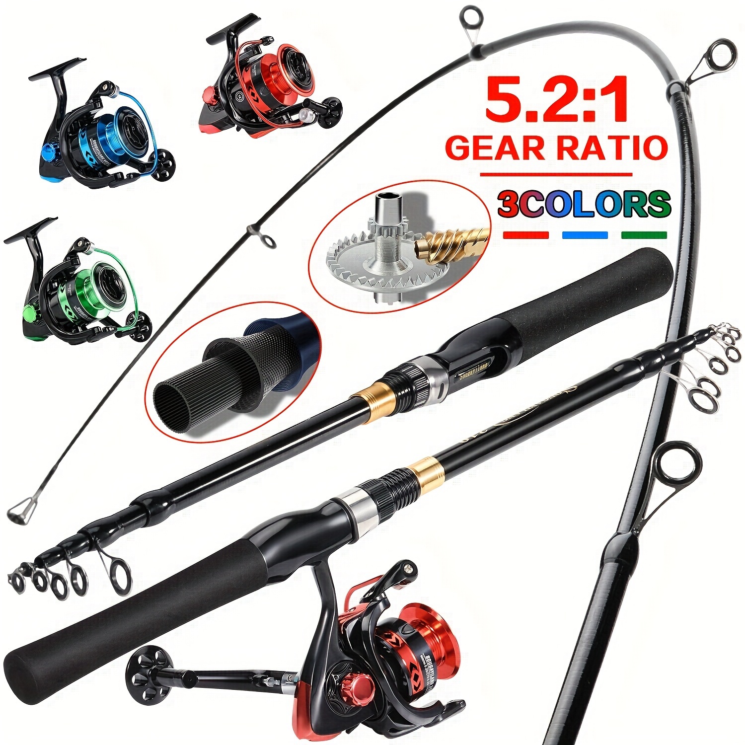 SupsShop Fishing Rod Reel Combos with Shark Fishing Bag All-in-One  1.6M/5.2FT Telescopic Fishing Pole Fishing Gear Spinning Reel with Carrier  Bag for Beginner Youth Travel Outside Saltwater Freshwater : :  Sporting Goods