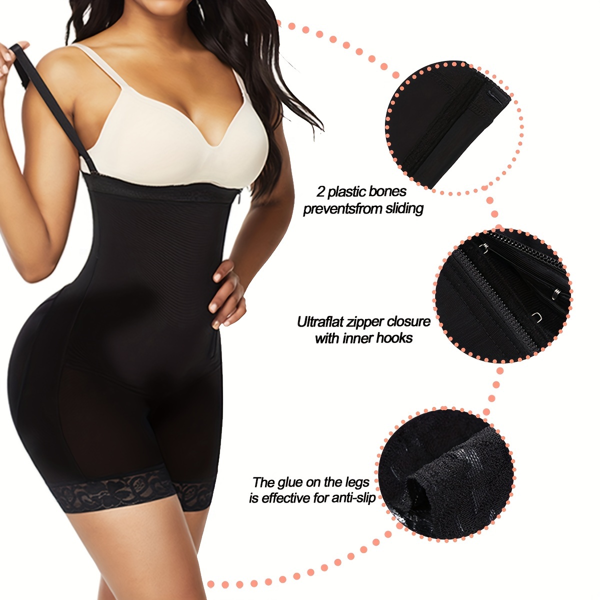 Body Shaper For Women, Tummy Control Shapewear, Side Zipper Body Slimming  Suit